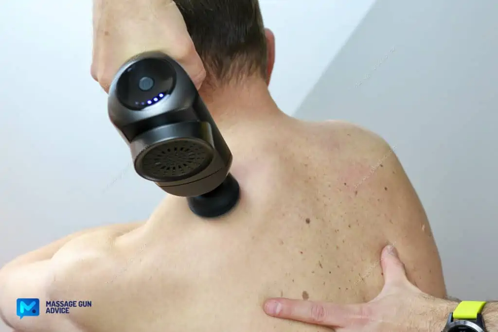 upper back pain release bob and brad massage gun