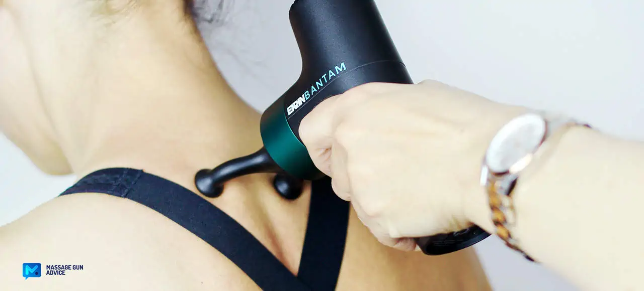 How do you relieve neck and shoulder tension with a Massage gun?