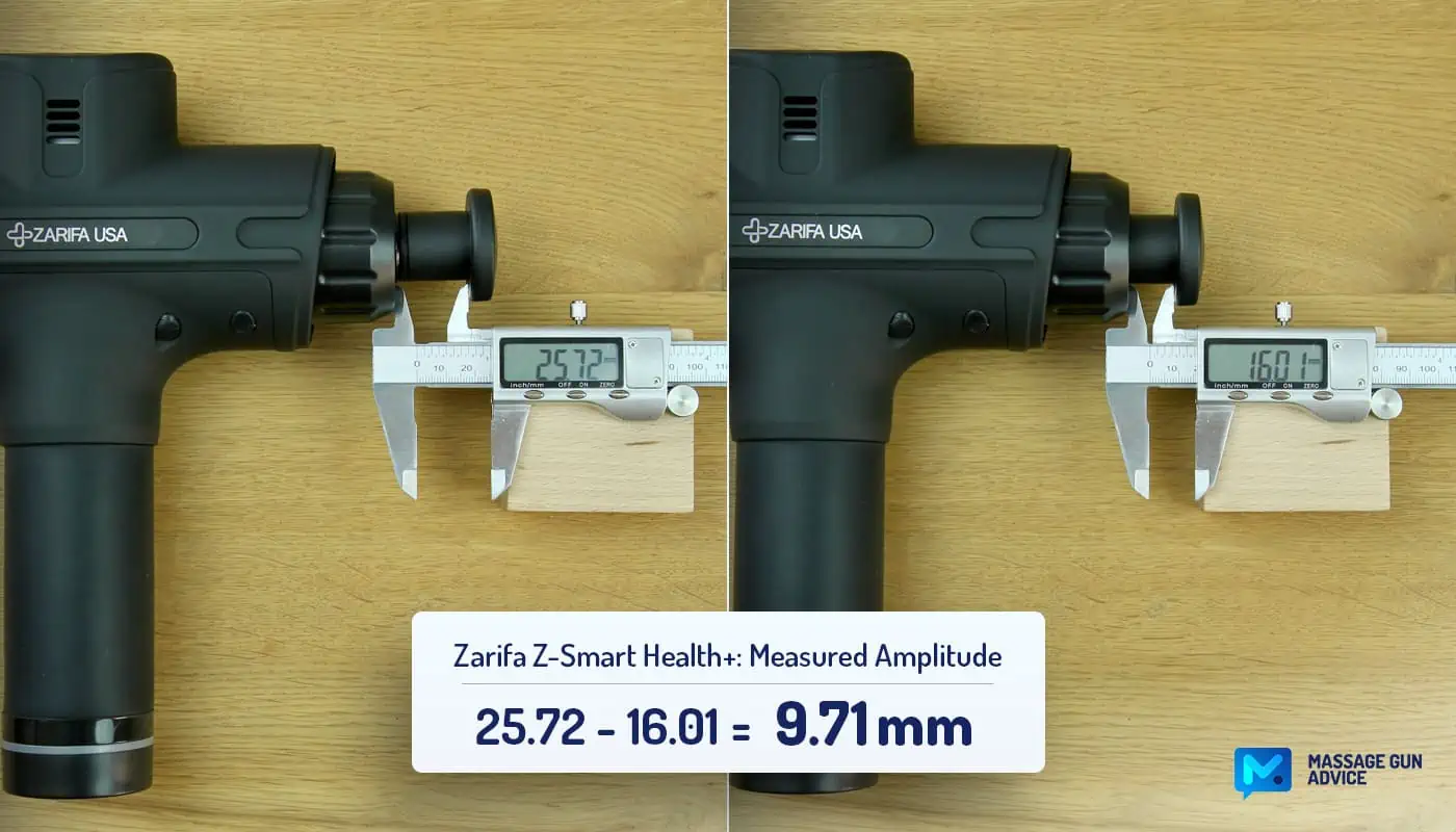 Zarifa Z Smart Health Plus Massage Gun Measured Amplitude