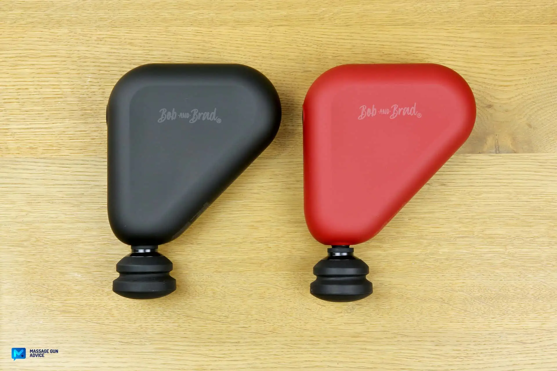 Black And Red Bob And Brad Air 2 Mini Massage Guns Side By Side
