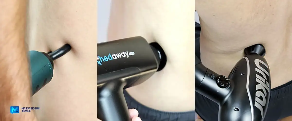 Different Massage Guns Heads Contact With Body And Skin