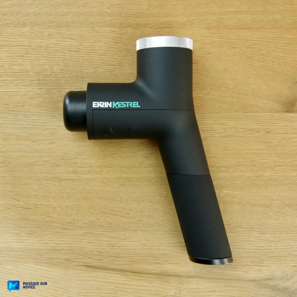 Ekrin Kestrel massage gun; Left Side View